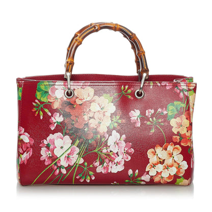 Gucci Flora Bamboo Shopper Leather Satchel