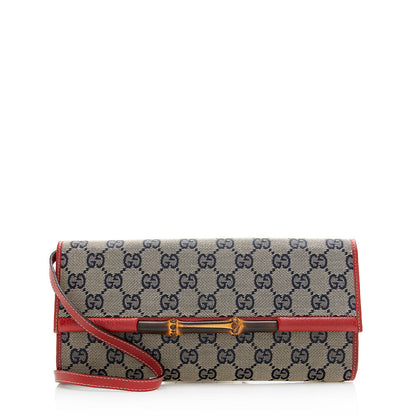 Gucci GG Canvas Bamboo Bar Clutch (SHF-20744)