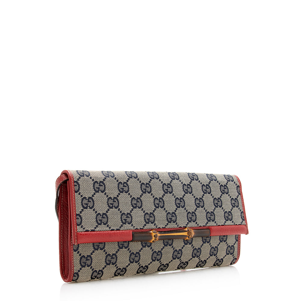 Gucci GG Canvas Bamboo Bar Clutch (SHF-20744)