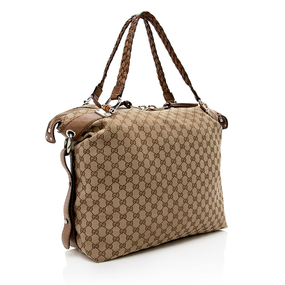 Gucci GG Canvas Bamboo Bar Large Tote - FINAL SALE (SHF-16660)