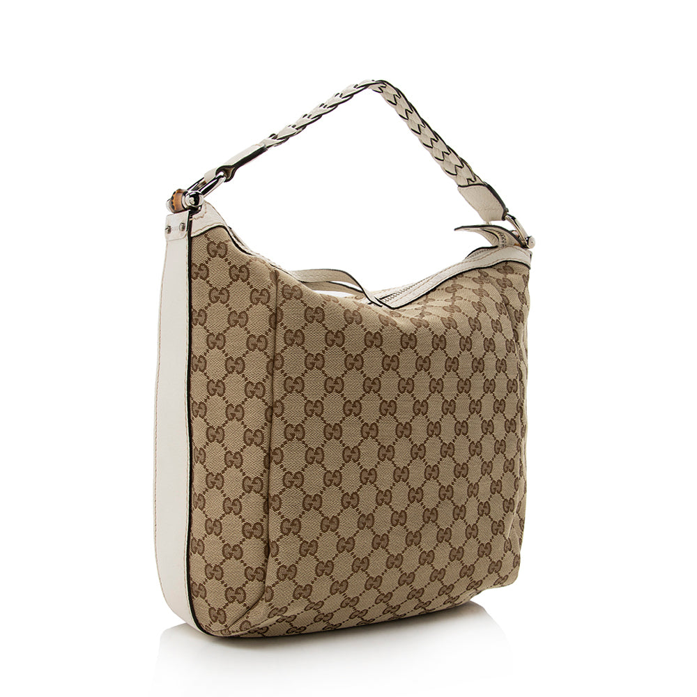 Gucci GG Canvas Bamboo Bar Medium Hobo (SHF-15565)