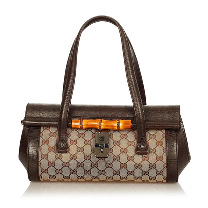 Gucci GG Canvas Bamboo Bullet Shoulder Bag (SHG-26346)