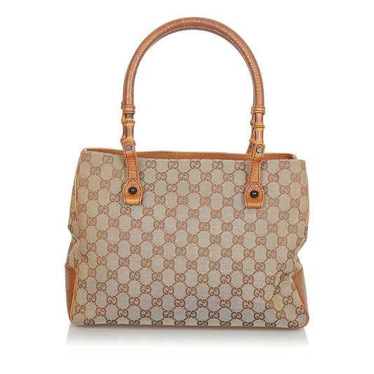 Gucci GG Canvas Bamboo Handbag (SHG-24195)