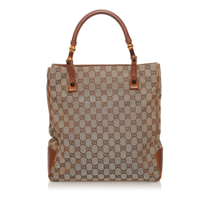 Gucci GG Canvas Bamboo Tote Bag (SHG-33354)