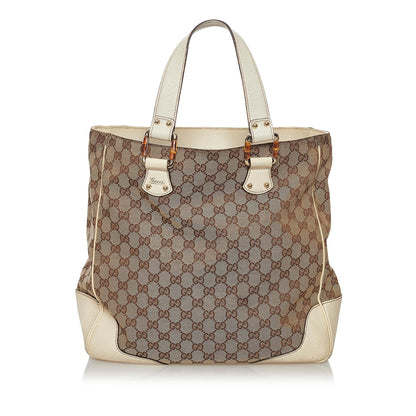 Gucci GG Canvas Bamboo Tote Bag (SHG-33597)