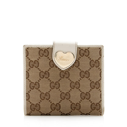 Gucci GG Canvas Heart French Compact Wallet (SHF-17615)