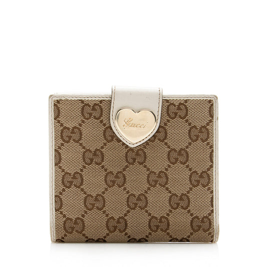 Gucci GG Canvas Heart French Compact Wallet (SHF-17615)