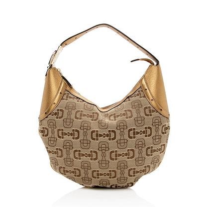 Gucci GG Canvas Horsebit Glam Hobo - FINAL SALE (SHF-14864)