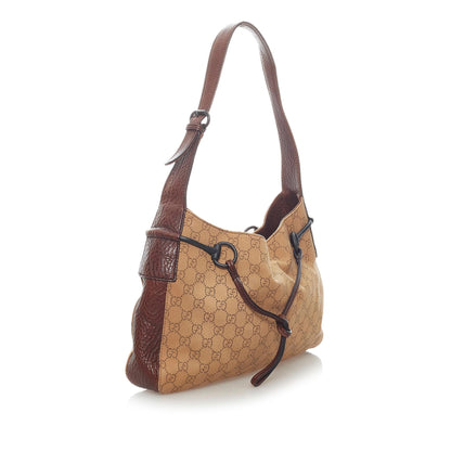 Gucci GG Canvas Horsebit Shoulder Bag (SHG-33270)