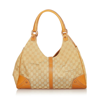 Gucci GG Canvas Nailhead Jackie Shoulder Bag (SHG-24984)