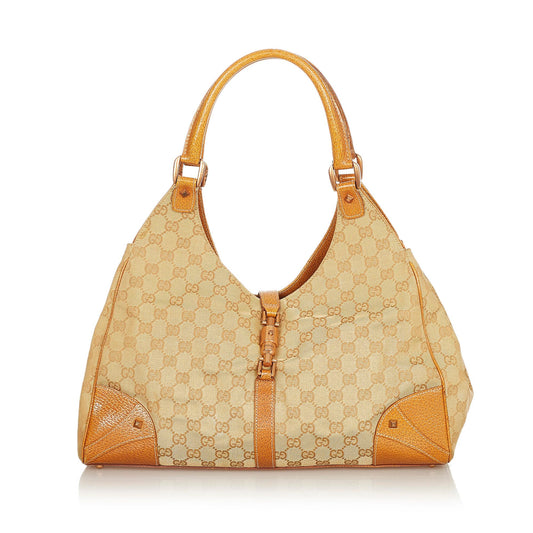 Gucci GG Canvas Nailhead Jackie Shoulder Bag (SHG-24984)