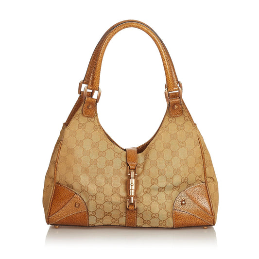 Gucci GG Canvas Nailhead Jackie Shoulder Bag (SHG-25771)