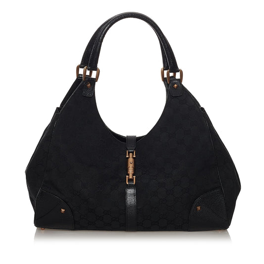 Gucci GG Canvas Nailhead Jackie Shoulder Bag (SHG-32968)