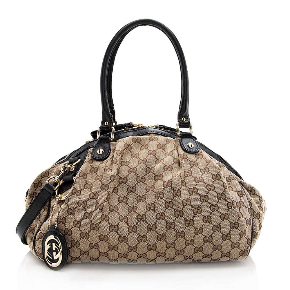 Gucci GG Canvas Sukey Satchel (SHF-18200)