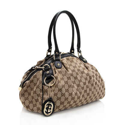 Gucci GG Canvas Sukey Satchel (SHF-18200)