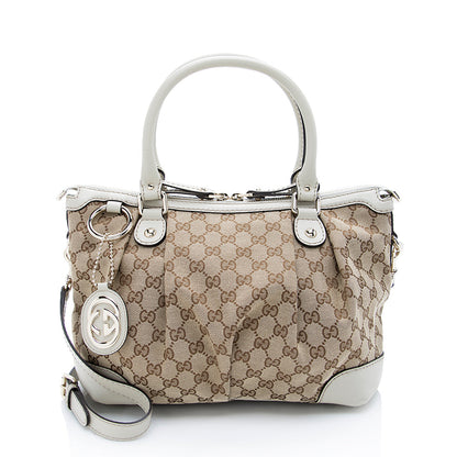 Gucci GG Canvas Sukey Top Handle Medium Satchel (SHF-18880)