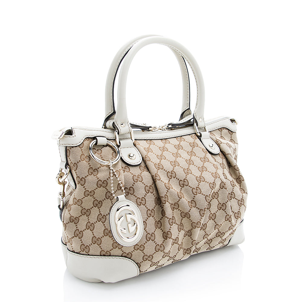 Gucci GG Canvas Sukey Top Handle Medium Satchel (SHF-18880)