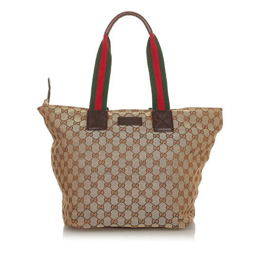 Gucci GG Canvas Web Tote Bag (SHG-26531)