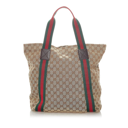 Gucci GG Canvas Web Tote Bag (SHG-32939)