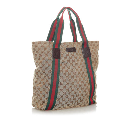 Gucci GG Canvas Web Tote Bag (SHG-32939)