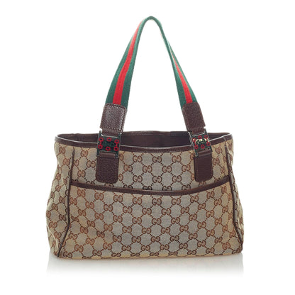 Gucci GG Canvas Web Tote Bag (SHG-33142)