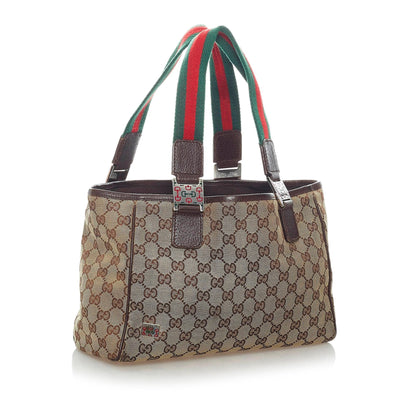 Gucci GG Canvas Web Tote Bag (SHG-33142)