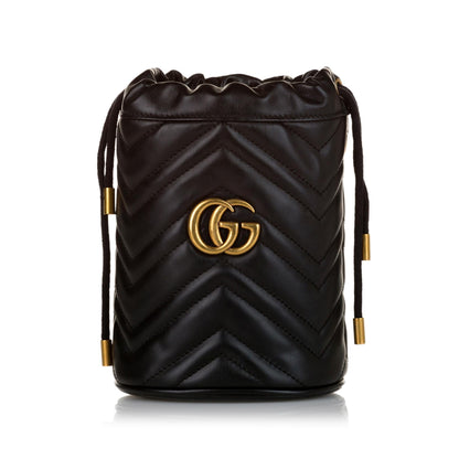 Gucci GG Marmont Leather Chain Bucket Bag (SHG-33456)