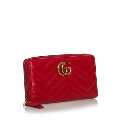 Gucci GG Marmont Matelasse Leather Zip Around Wallet (SHG-33565)