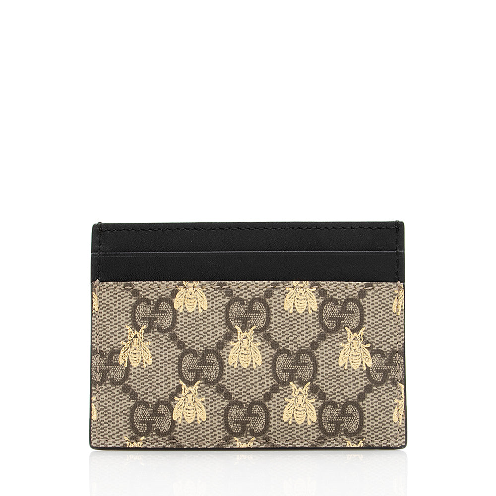 Gucci GG Supreme Canvas Leather Bee Card Holder (SHF-20837)