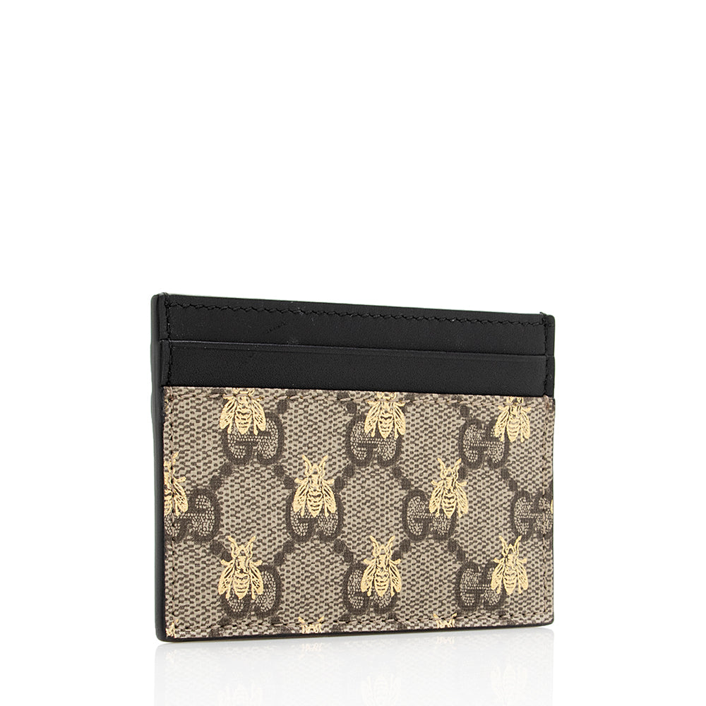 Gucci GG Supreme Canvas Leather Bee Card Holder (SHF-20837)