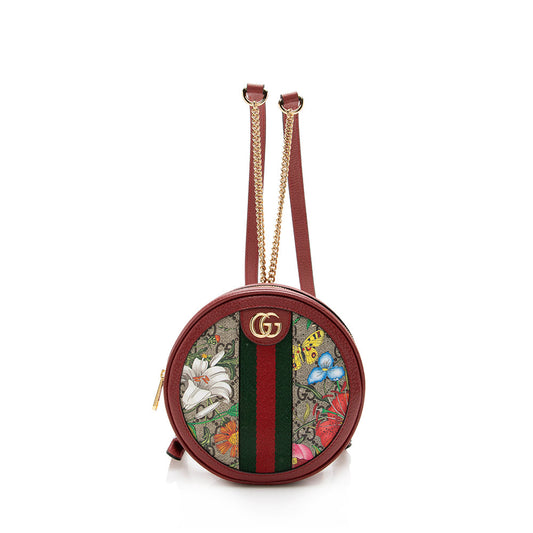 Gucci GG Supreme Flora Ophidia Round Mini Backpack (SHF-17170)