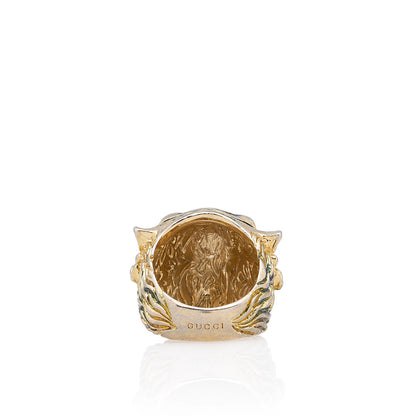 Gucci Gold Crystal Embellished Tiger Head Ring (SHF-18547)