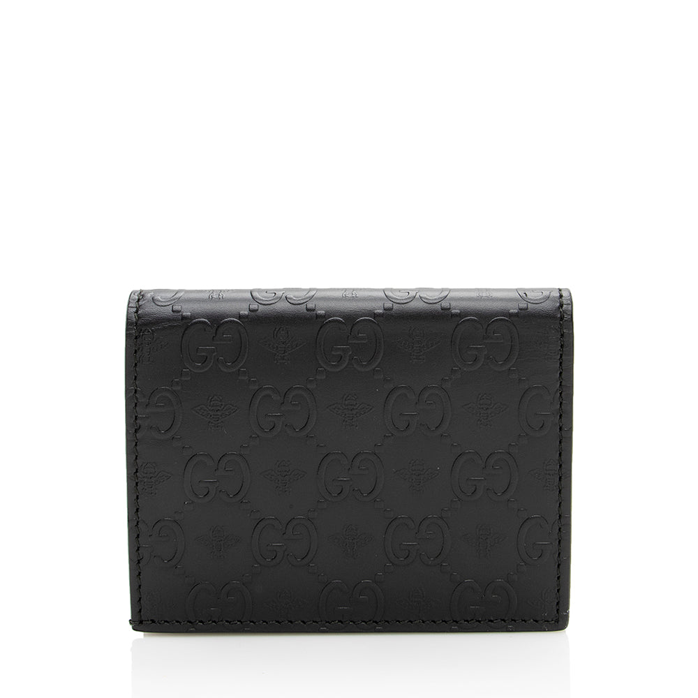 Gucci Guccissima Bee Embossed Leather Card Case (SHF-17231)