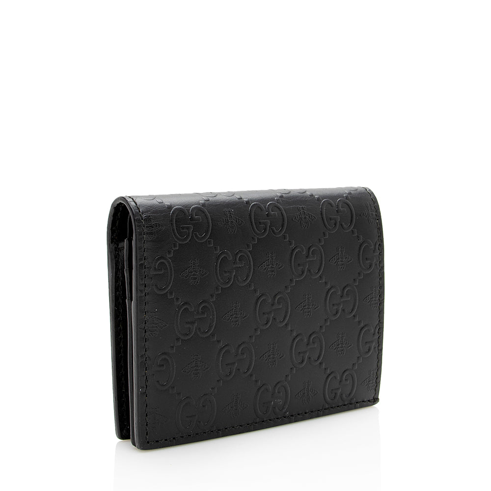 Gucci Guccissima Bee Embossed Leather Card Case (SHF-17231)