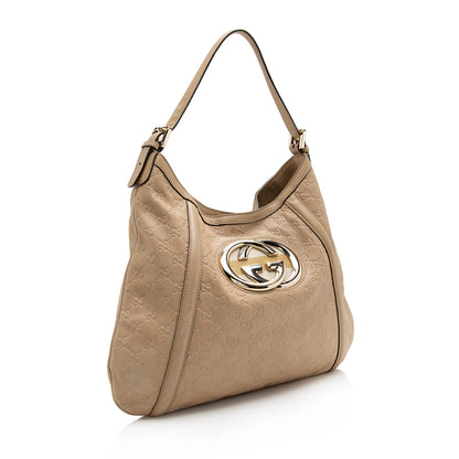 Gucci Guccissima Leather Britt Medium Hobo (SHF-16661)