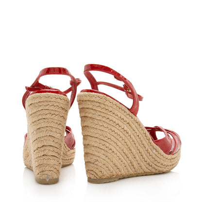 Gucci Guccissima Patent Strappy Espadrille Wedge - SIze 7.5 / 37.5 (SHF-17759)