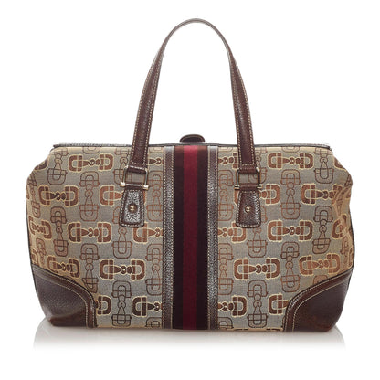 Gucci Horsebit Canvas Web Treasure Handbag (SHG-27842)