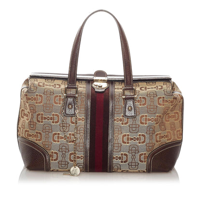 Gucci Horsebit Canvas Web Treasure Handbag (SHG-27842)