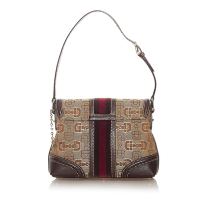 Gucci Horsebit Canvas Web Treasure Shoulder Bag (SHG-27841)