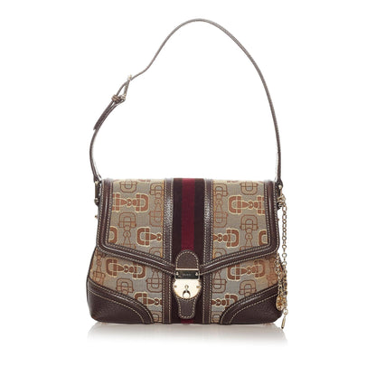 Gucci Horsebit Canvas Web Treasure Shoulder Bag (SHG-27841)