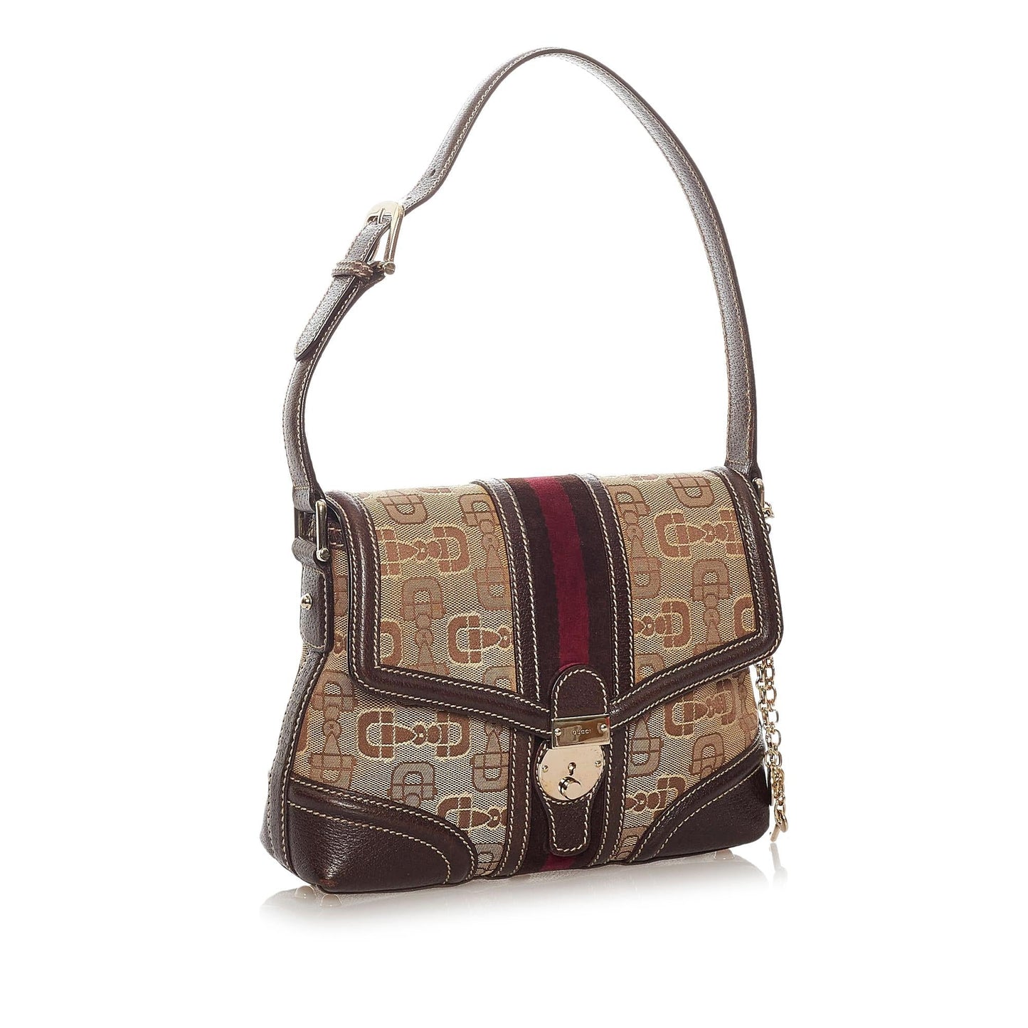 Gucci Horsebit Canvas Web Treasure Shoulder Bag (SHG-27841)