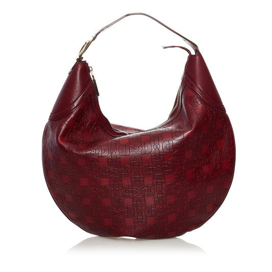 Gucci Horsebit Embossed Leather Hobo Bag (SHG-32721)