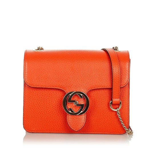 Gucci Interlocking G Chain Leather Crossbody Bag (SHG-26536)