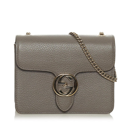 Gucci Interlocking G Chain Leather Crossbody Bag (SHG-27682)