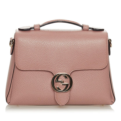 Gucci Interlocking G Chain Leather Satchel (SHG-27683)