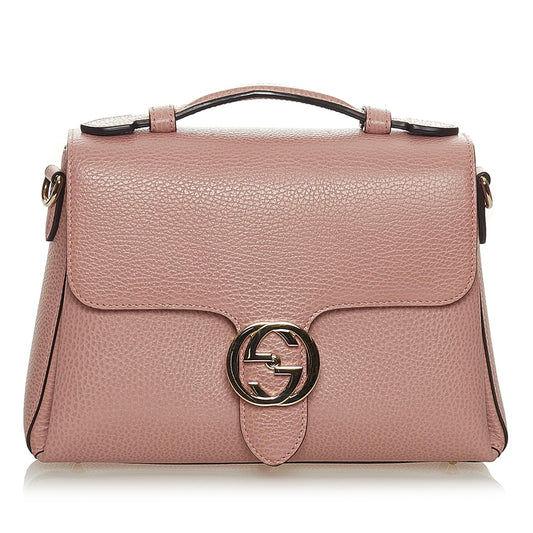 Gucci Interlocking G Chain Leather Satchel (SHG-27683)