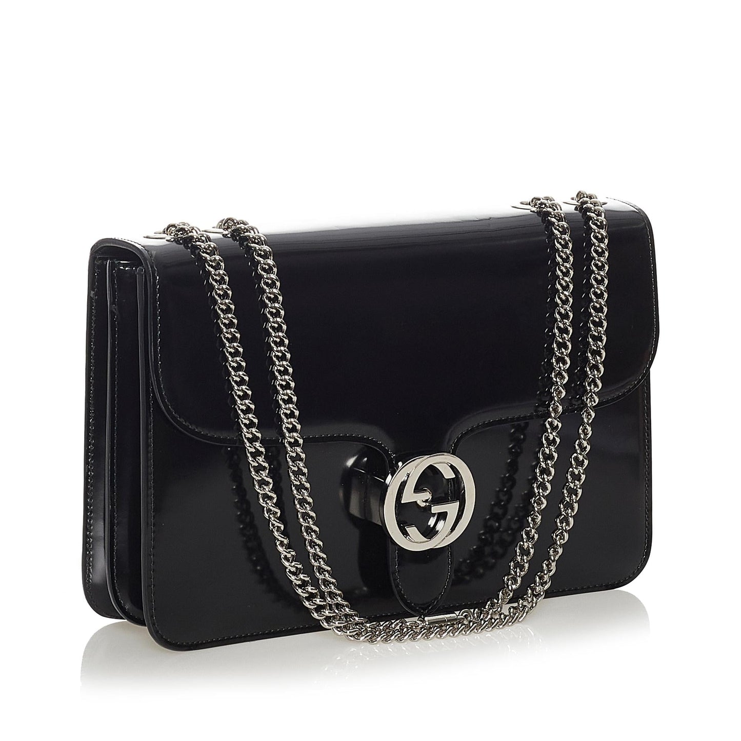 Gucci Interlocking G Chain Patent Leather Shoulder Bag (SHG-28105)