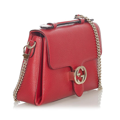 Gucci Interlocking G Leather Satchel (SHG-23750)