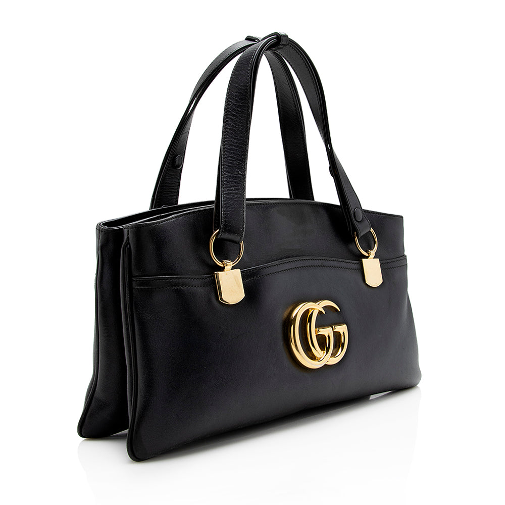 Gucci Leather Arli Large Top Handle Satchel - FINAL SALE (SHF-15844)