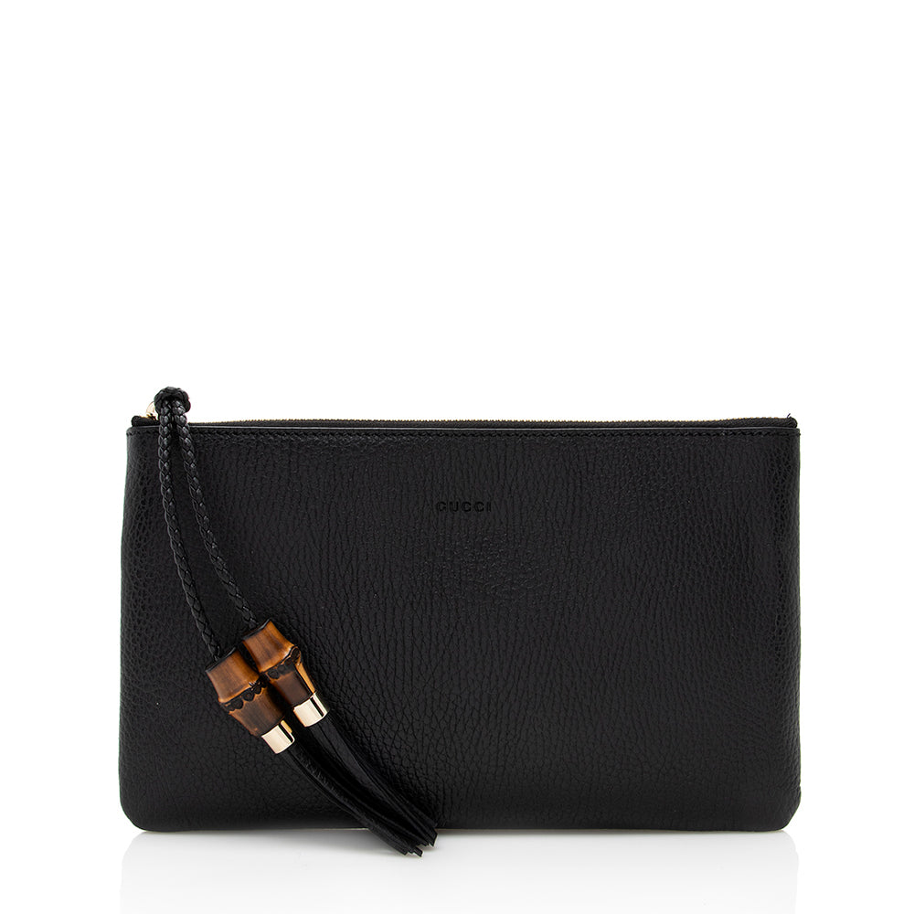 Gucci Leather Bamboo Tassel Zip Clutch (SHF-18469)